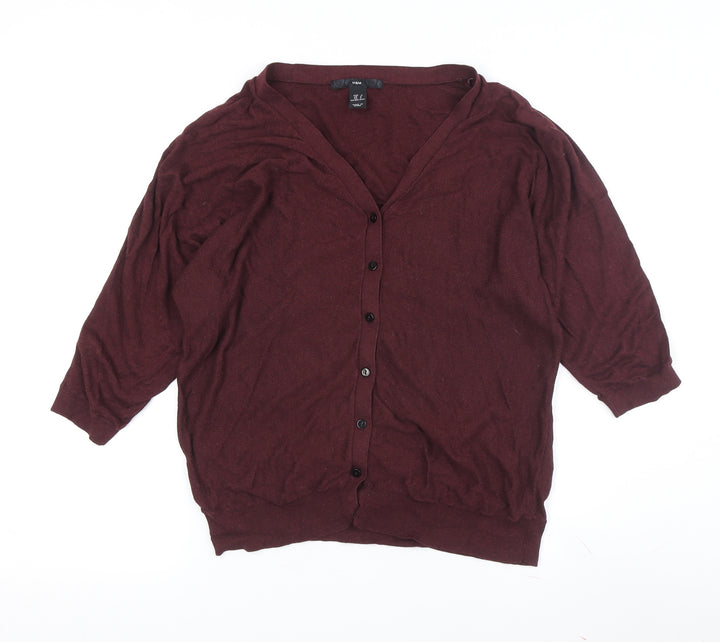 H&M Women’s Red V-Neck Cardigan S