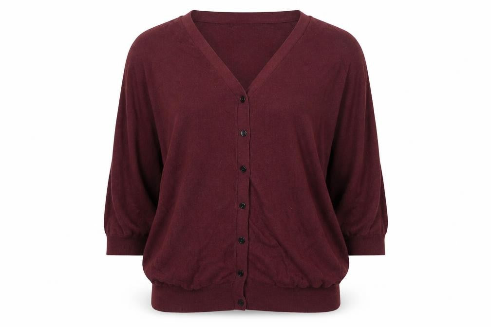 Front view of H&M Women’s Red V-Neck Cardigan S