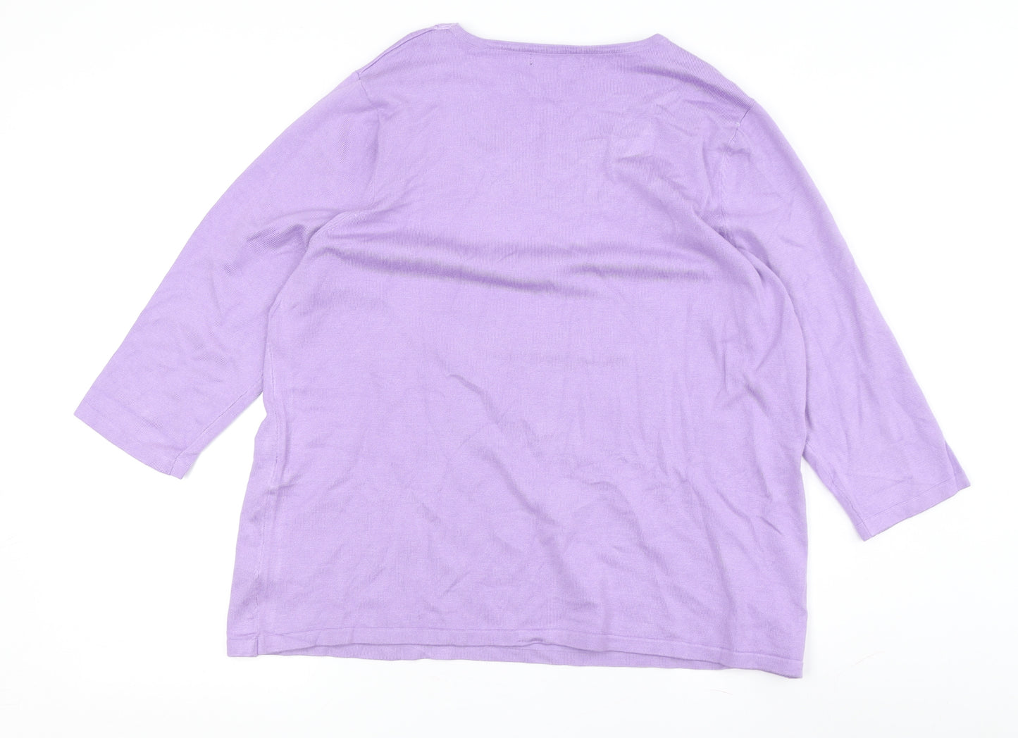 Bm Collection Women's Purple Crochet V-Neck Top - L