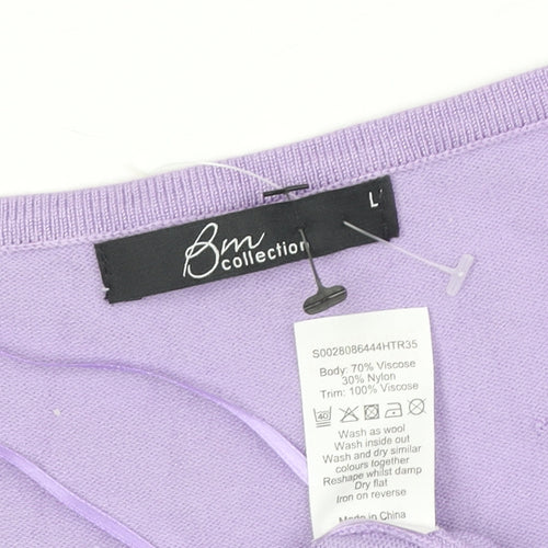 Bm Collection Women's Purple Crochet V-Neck Top - L