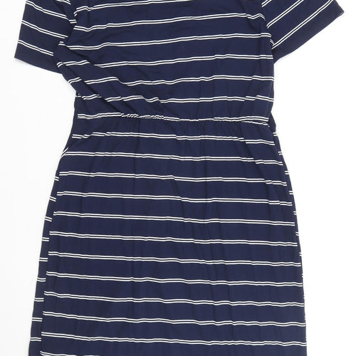 Warehouse Women’s Blue Striped Wrap Dress Size 14