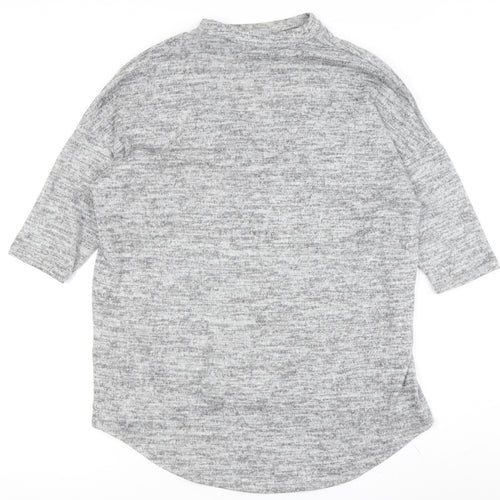 New Look Women's Grey V-Neck Pullover Jumper Size S