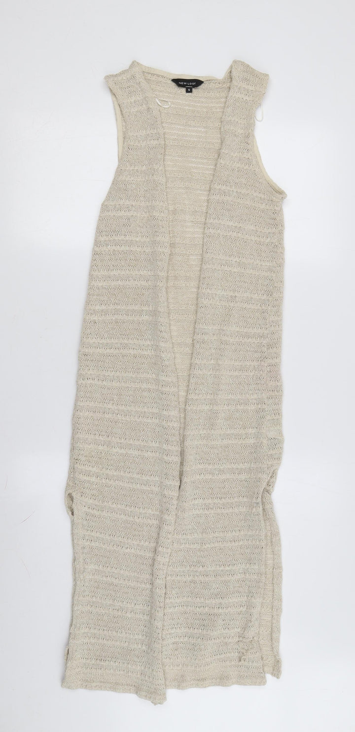 New Look Women's Beige Open-Knit Sleeveless Vest S
