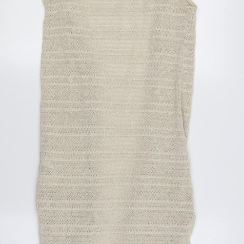 New Look Women's Beige Open-Knit Sleeveless Vest S