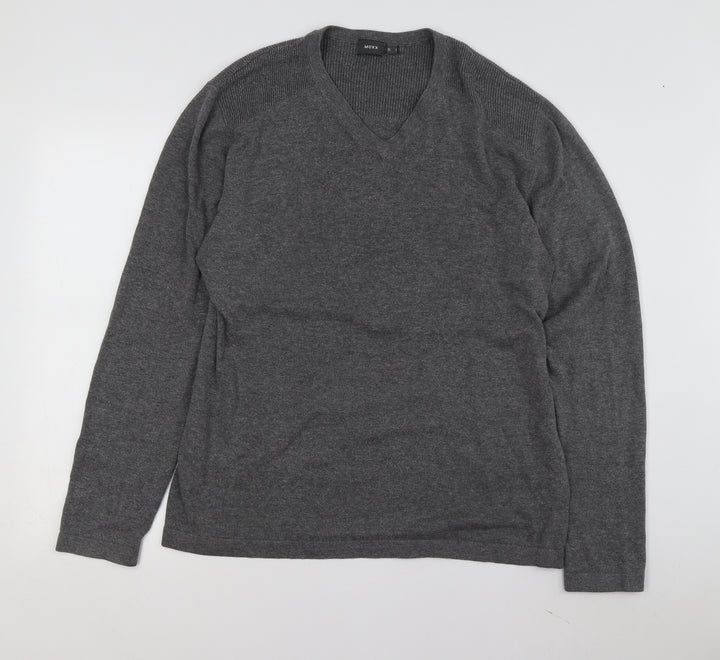 Mexx Men's Grey V-Neck Pullover Jumper Size L