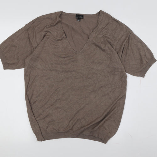 Zenobia Women's Brown V-Neck Pullover Jumper, 2XL
