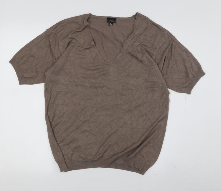 Zenobia Women's Brown V-Neck Pullover Jumper, 2XL