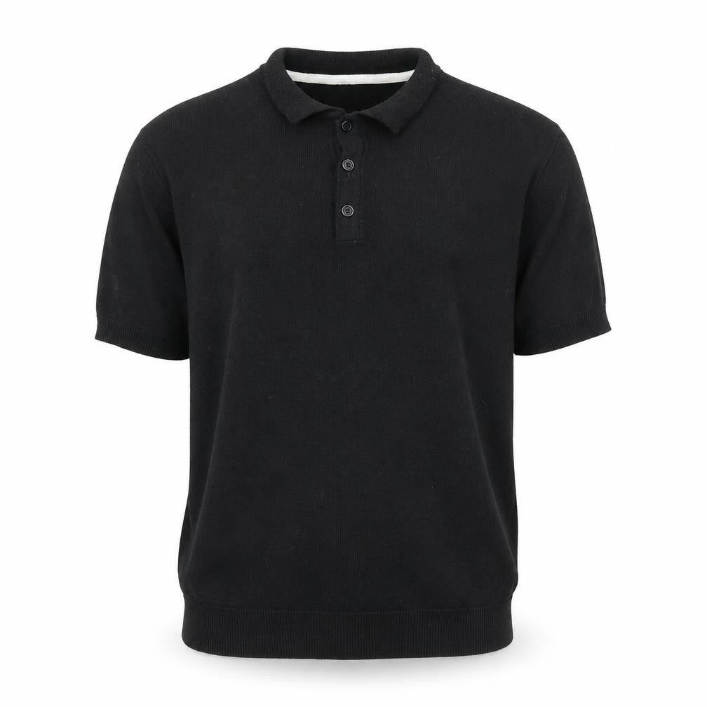Front view of Soulland Men's Black Henley Jumper - L