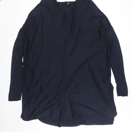 H&M Women's Blue Pullover Jumper, Size L, Round Neck