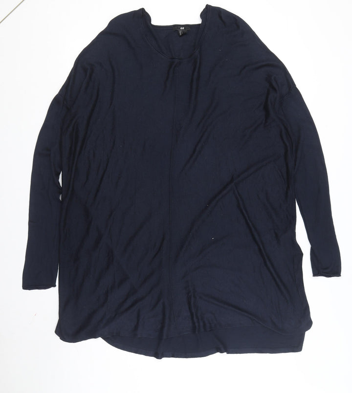H&M Women's Blue Pullover Jumper, Size L, Round Neck