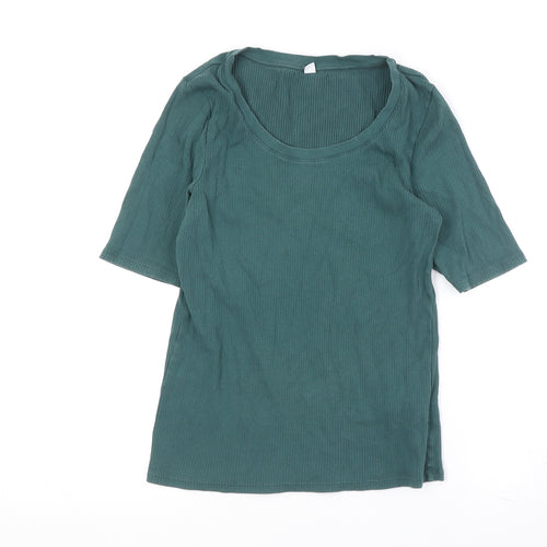 Uniqlo Women's Green T-Shirt, Size M, 3/4 Sleeve, Casual