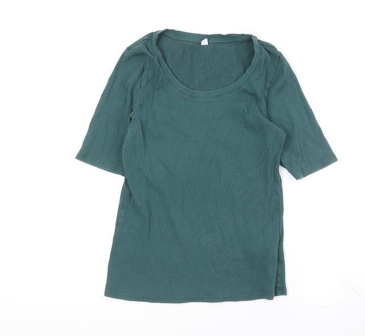 Uniqlo Women's Green T-Shirt, Size M, 3/4 Sleeve, Casual