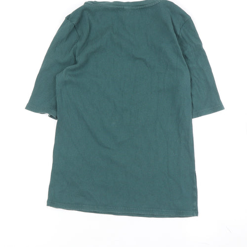 Uniqlo Women's Green T-Shirt, Size M, 3/4 Sleeve, Casual