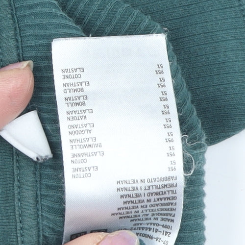 Uniqlo Women's Green T-Shirt, Size M, 3/4 Sleeve, Casual