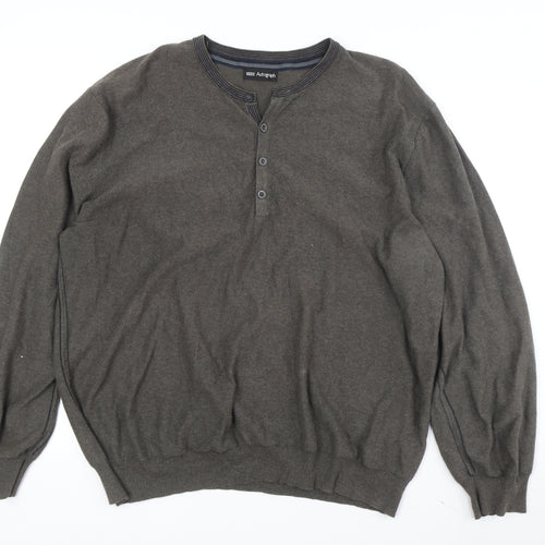 Marks and Spencer Men's Brown Henley Jumper XL