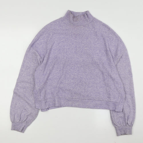 Stradivarius Women's Purple Mock Neck Pullover Jumper