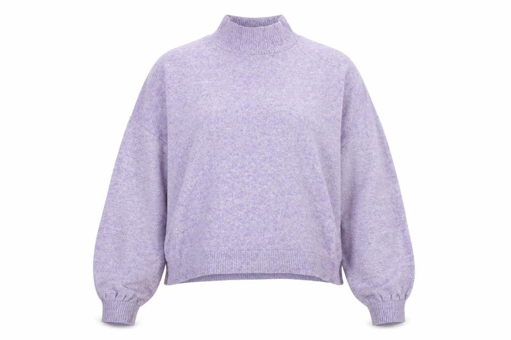 Front view of Stradivarius Women's Purple Mock Neck jumper