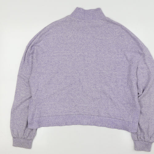 Stradivarius Women's Purple Mock Neck Pullover Jumper