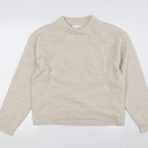 H&M Women's Beige Mock Neck Pullover Jumper XS