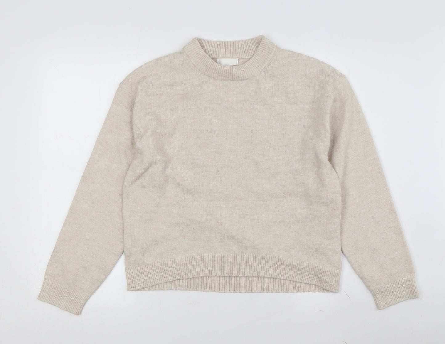 H&M Women's Beige Mock Neck Pullover Jumper XS