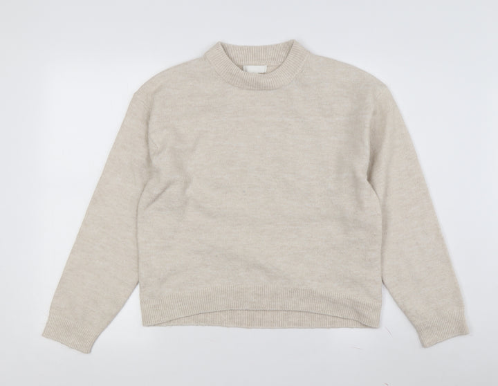 H&M Women's Beige Mock Neck Pullover Jumper XS