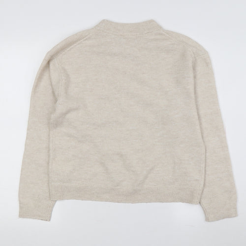 H&M Women's Beige Mock Neck Pullover Jumper XS