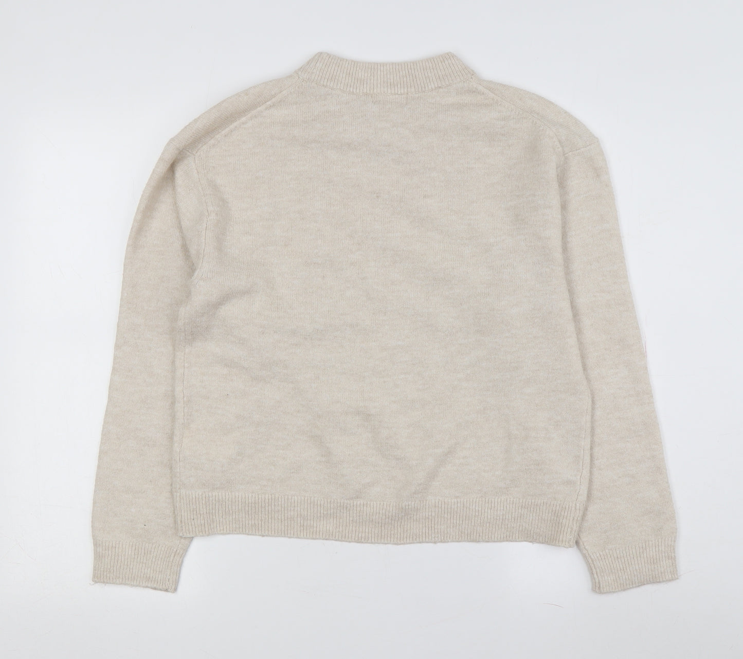 H&M Women's Beige Mock Neck Pullover Jumper XS