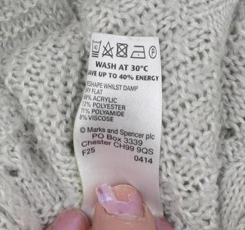 Marks and Spencer Women's Grey Cardigan UK 14 Cable-Knit