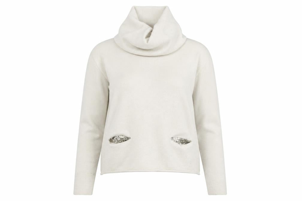 Front view of Tuzzi Women's White Cowl Neck jumper, size 8