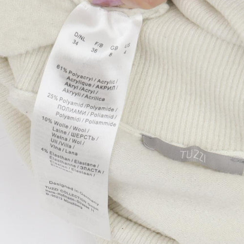 Tuzzi Women's White Cowl Neck Pullover Jumper, Size 8