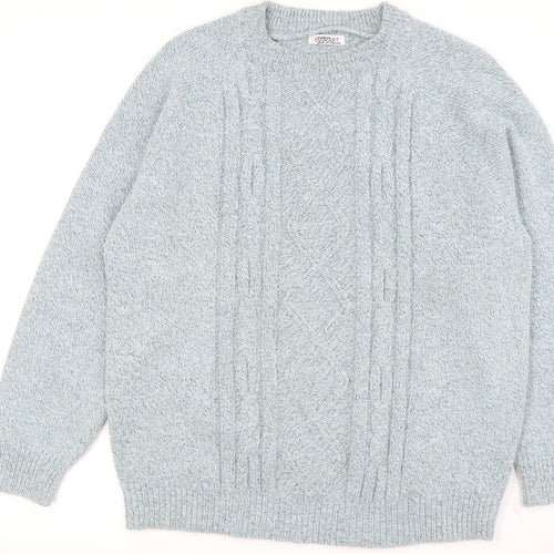 J S Mats Women's Blue Cable-Knit Jumper, Size M