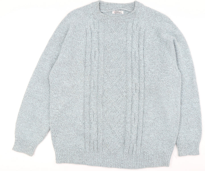 J S Mats Women's Blue Cable-Knit Jumper, Size M