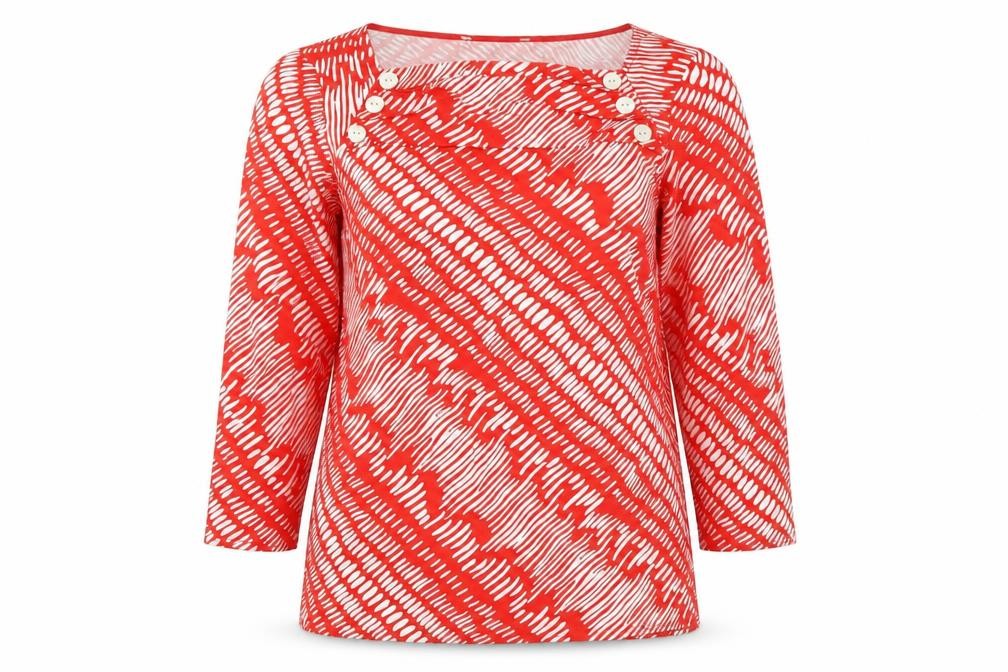 Front view of Principles Women's Red Boat Neck Top, size 16