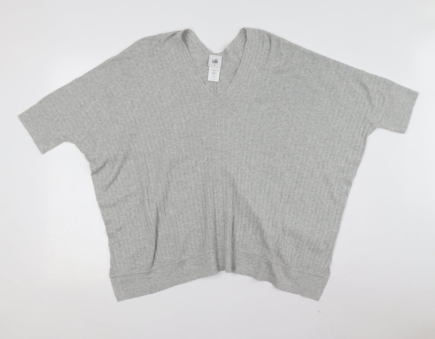 Cabi Women Grey V-Neck Relaxed T-Shirt, S, Casual Style