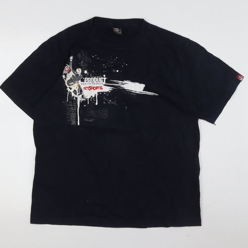 S Sport Men's Black Graphic Sports T-Shirt Size L