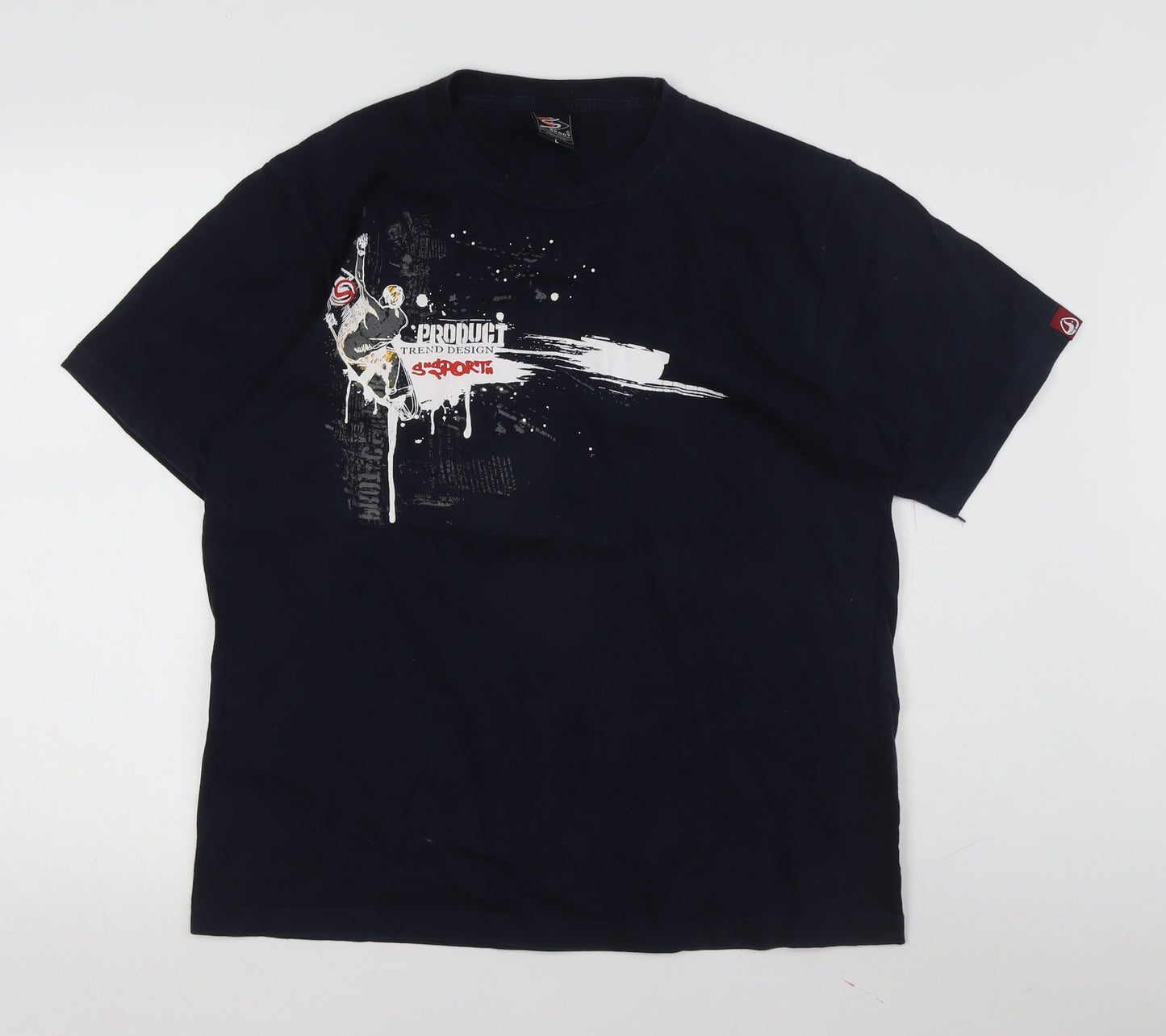 S Sport Men's Black Graphic Sports T-Shirt Size L