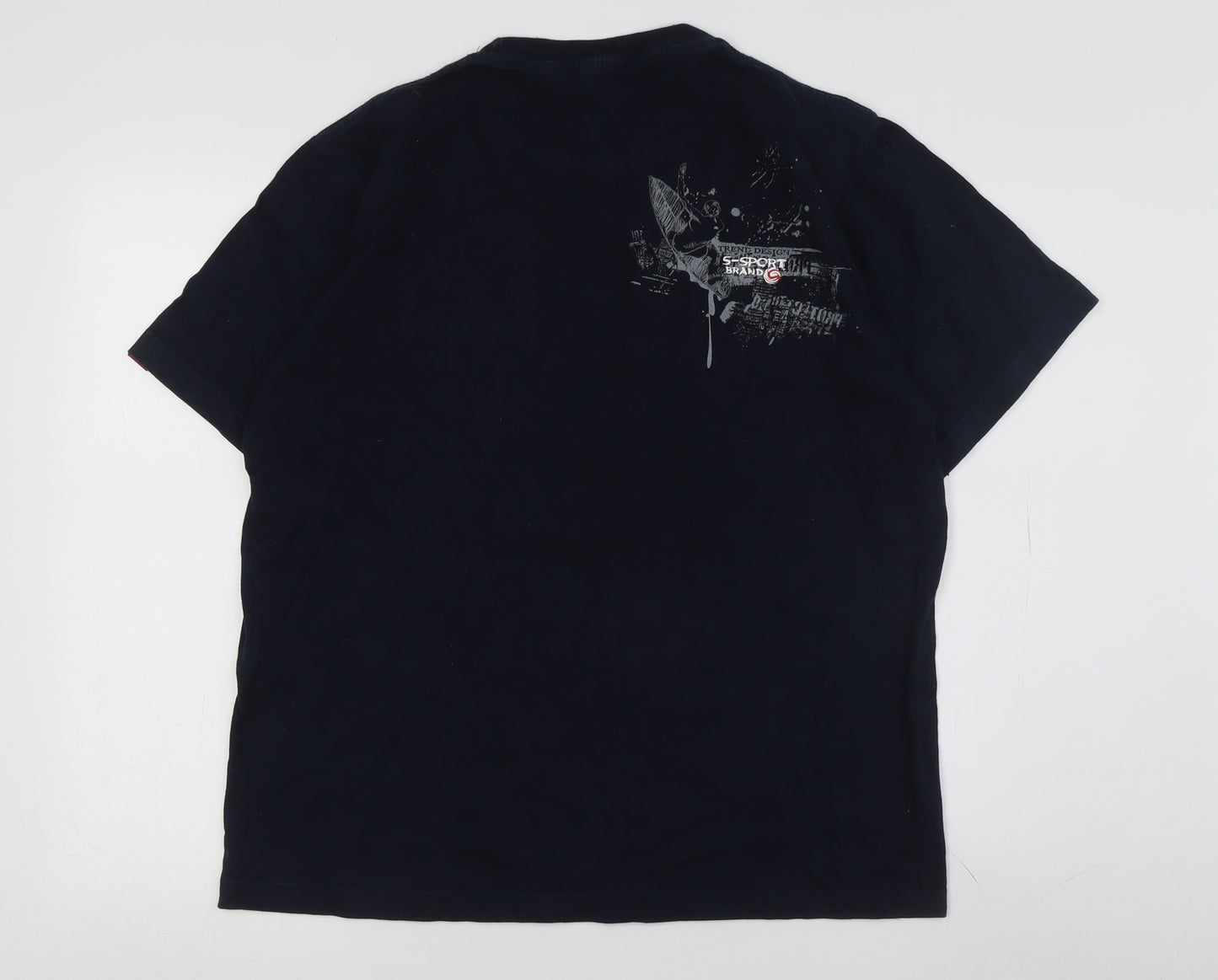 S Sport Men's Black Graphic Sports T-Shirt Size L
