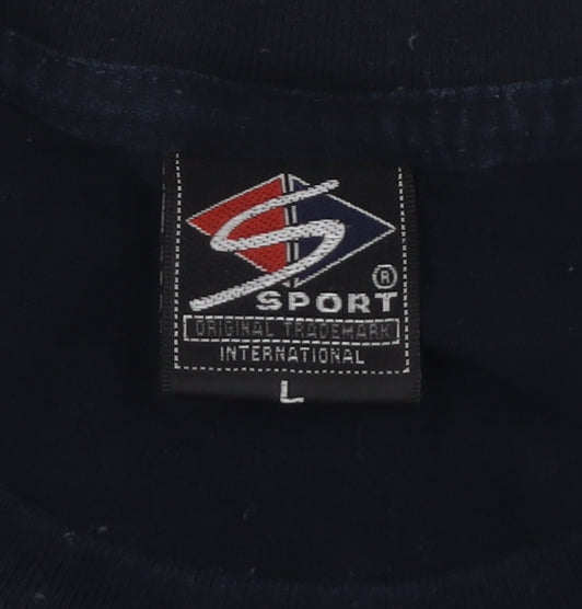 S Sport Men's Black Graphic Sports T-Shirt Size L