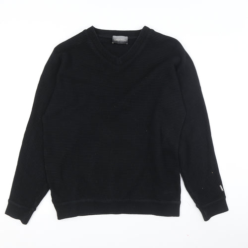 Carlo Colucci Men's Black V-Neck Pullover Jumper Size 18