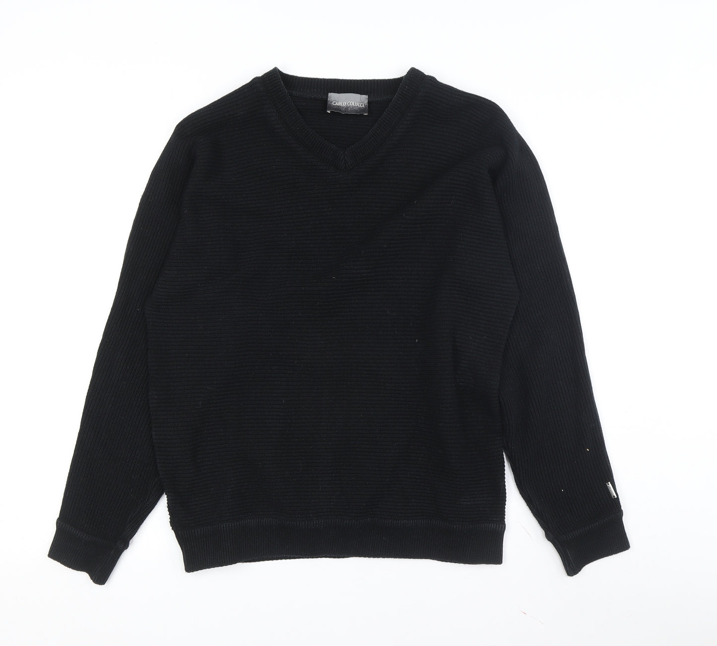 Carlo Colucci Men's Black V-Neck Pullover Jumper Size 18