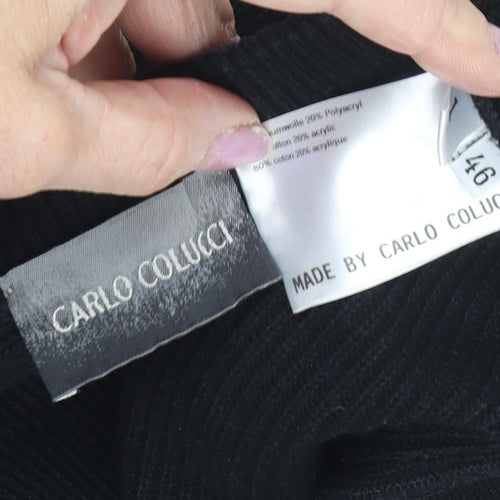 Carlo Colucci Men's Black V-Neck Pullover Jumper Size 18