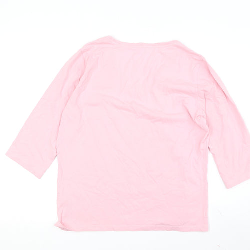 Via Appia Women's Pink V-Neck Beaded T-Shirt Size 16
