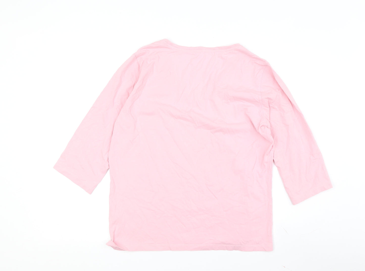 Via Appia Women's Pink V-Neck Beaded T-Shirt Size 16