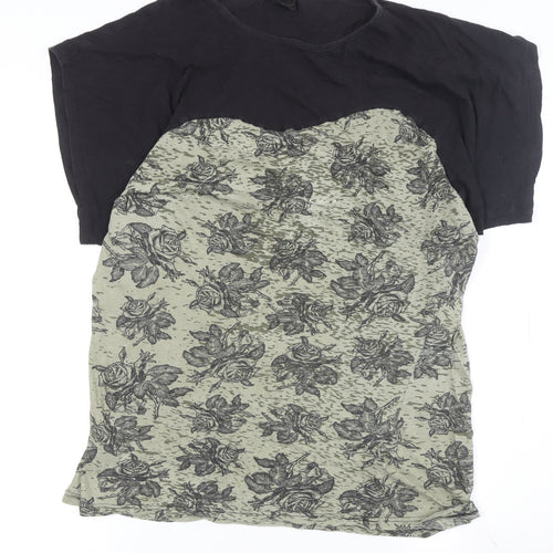 Topshop Women's Green Floral T-Shirt, Size 10
