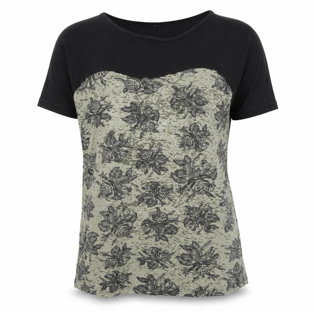 Topshop Women's Green Floral T-Shirt, Size 10