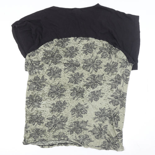 Topshop Women's Green Floral T-Shirt, Size 10