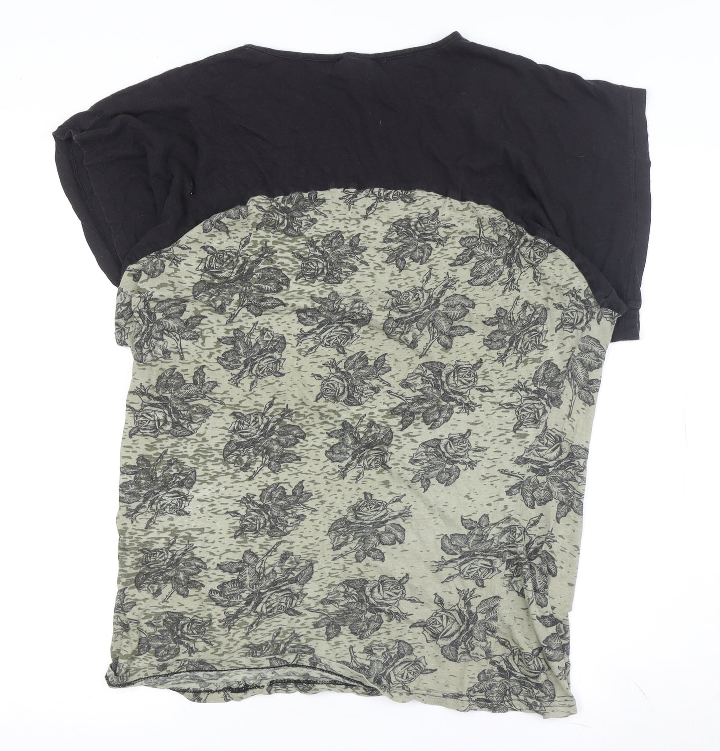 Topshop Women's Green Floral T-Shirt, Size 10