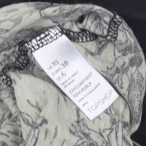 Topshop Women's Green Floral T-Shirt, Size 10