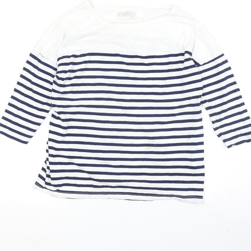 Pull & Bear Women's White Striped T-Shirt M Casual