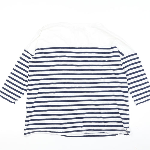 Pull & Bear Women's White Striped T-Shirt M Casual